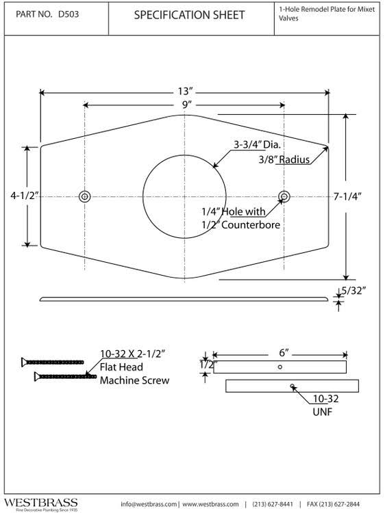 One-Hole Remodel Plate for Mixet J7193