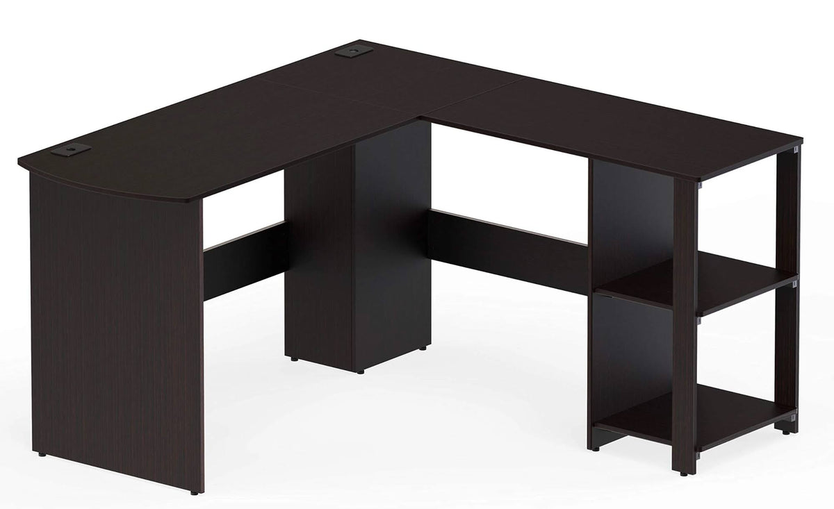 Espresso L-Shaped Wood Corner Desk C4508