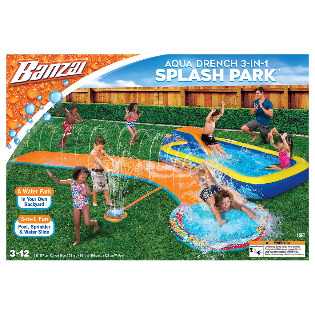 3-in-1 Splash Park with Pool, Sprinkler & Waterslide I37243