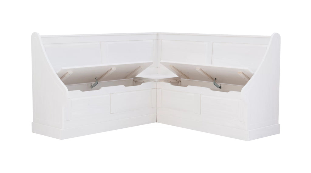 Backless Corner Dining Nook with Storage, Seats 4, Natural and White Q819453