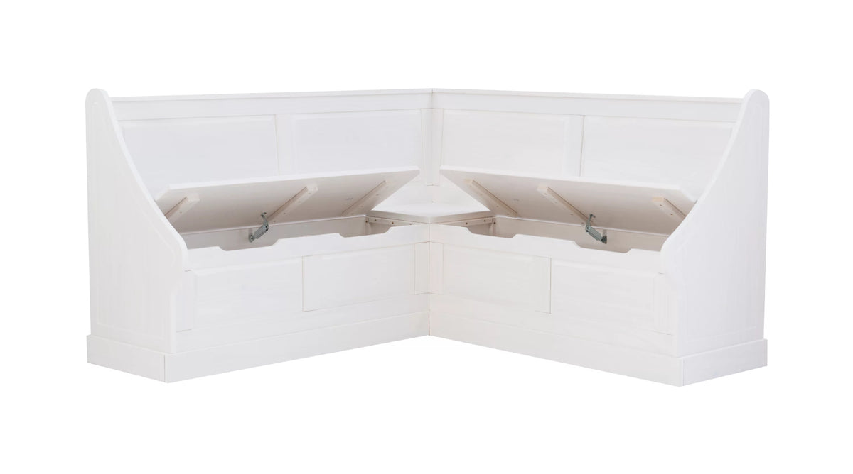 Backless Corner Dining Nook with Storage, Seats 4, Natural and White Q819453