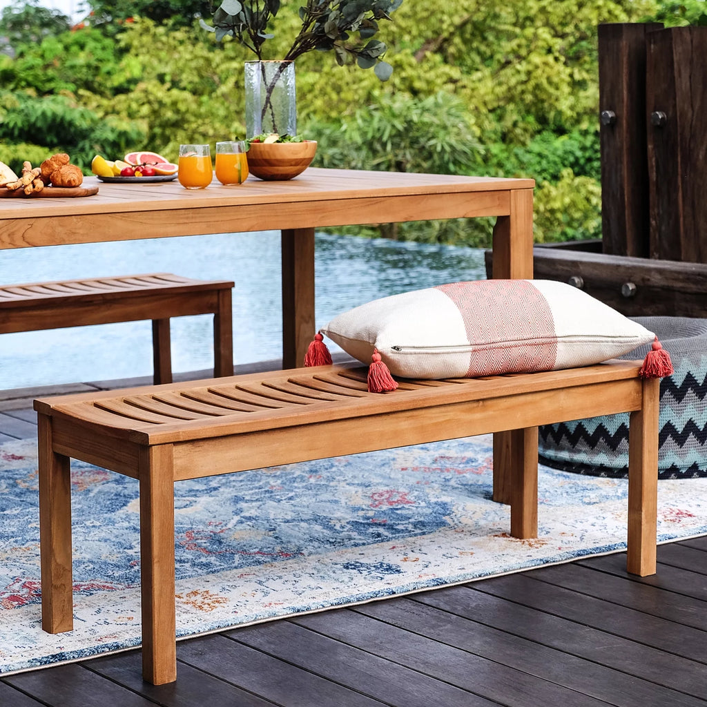 Solid Teak Wood Outdoor Backless Bench I7477