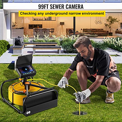 33ft 4.3" Pipe Drain Inspection Camera with DVR Function & Snake Cable, Waterproof IP68 Borescope with LED Lights J55660