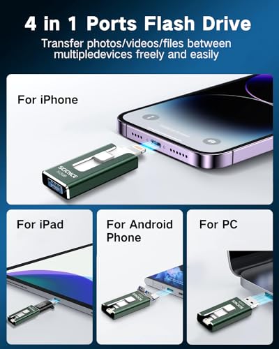 512GB USB Photo Memory Stick with USB C Adapter (Light Purple) R359