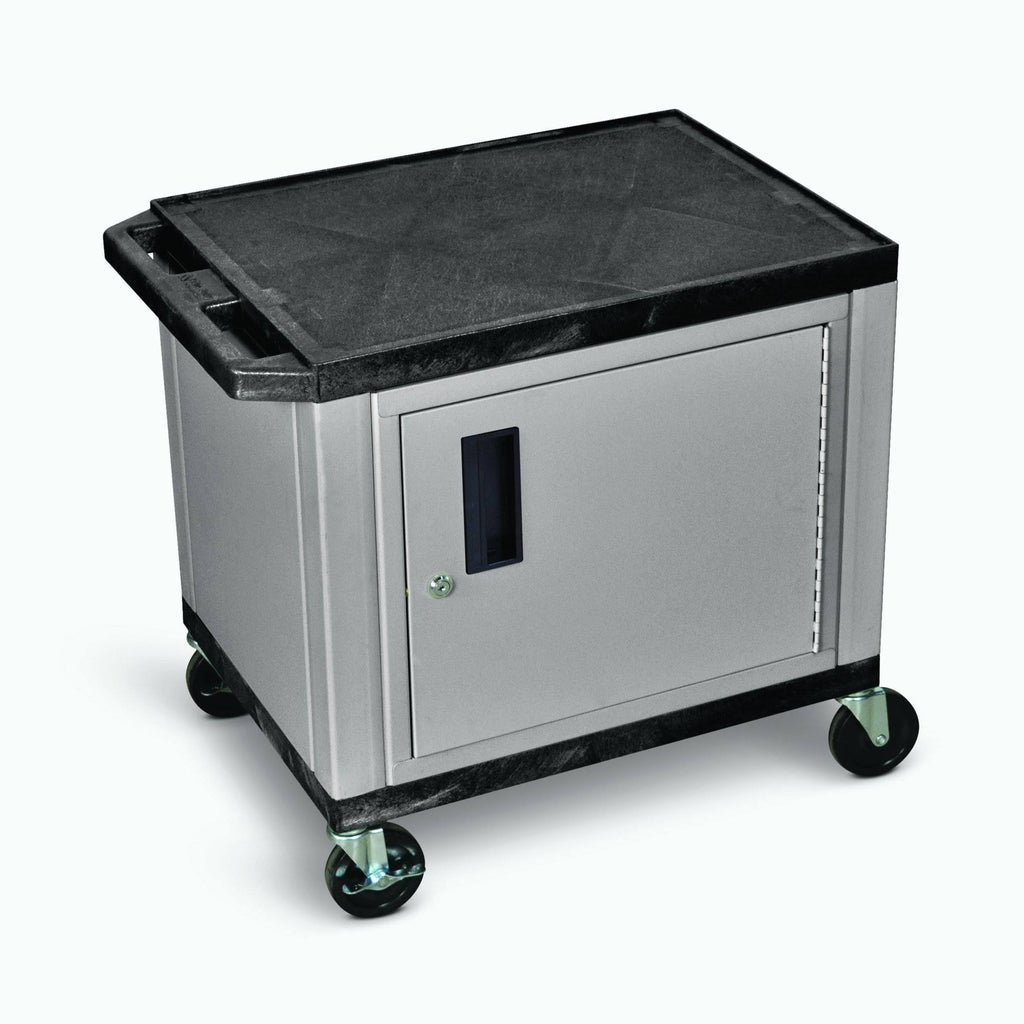 2-Shelf AV Cart with Cabinet, Black Q62774