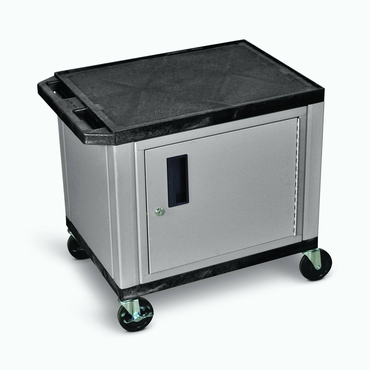 2-Shelf AV Cart with Cabinet, Black Q62774