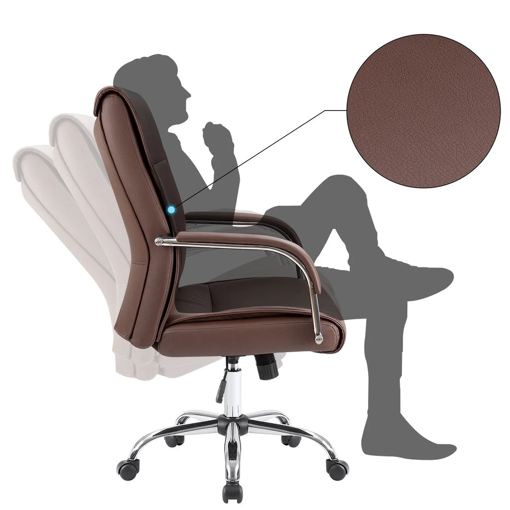Brown Faux Leather Ergonomic Office Chair F594