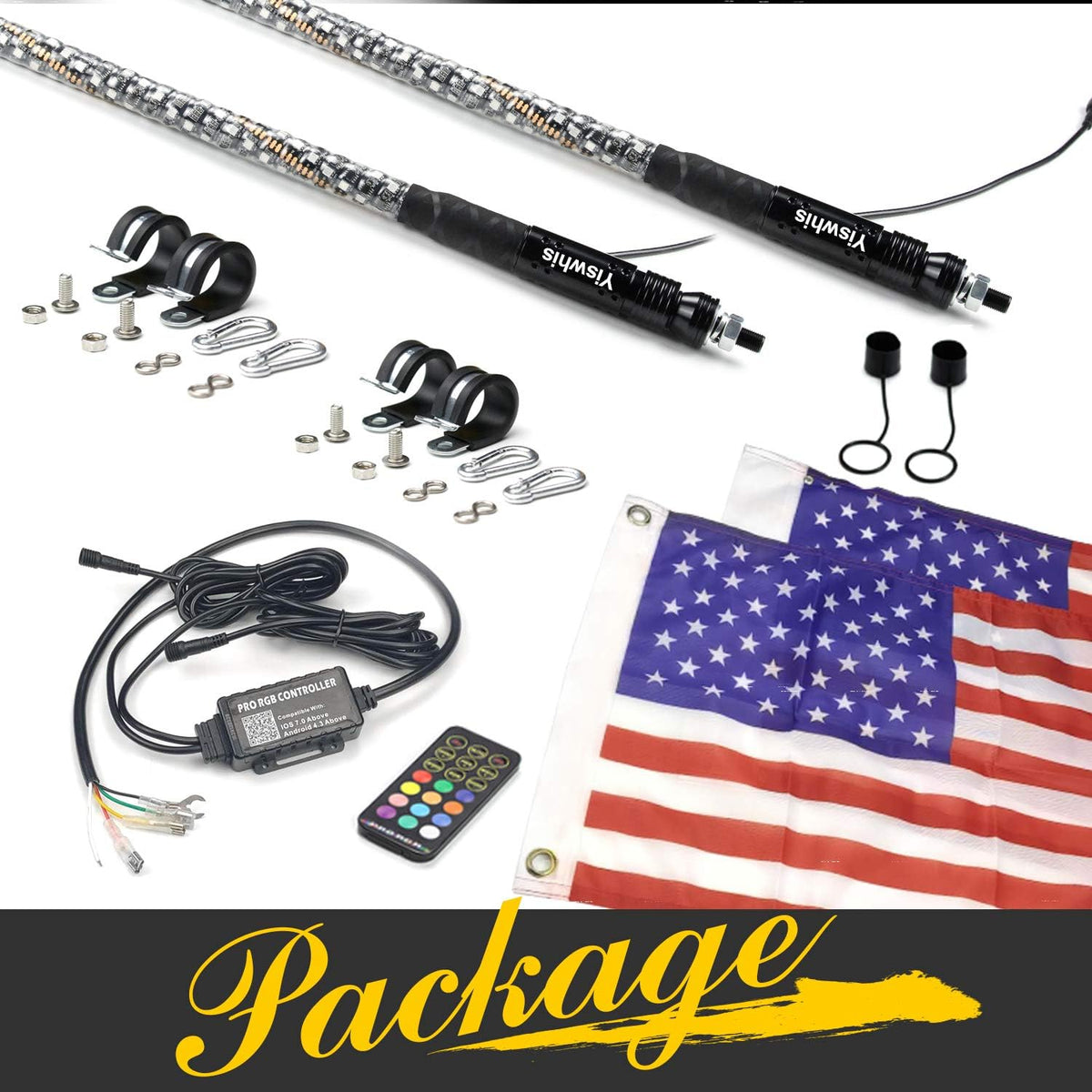 2PCS 4FT Lighted Whips with Remote and App Control T775524