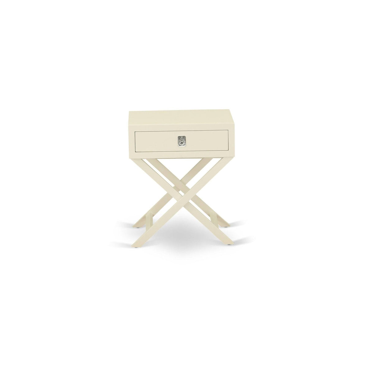 Square Night Stand End Table with Drawer in White Finish D65317