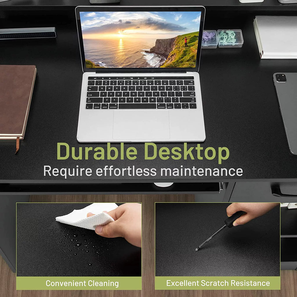 Computer Desk with Drawer & Keyboard Tray, 22 Inch Wide Wood Desk with Hutch & Storage Shelves I48861