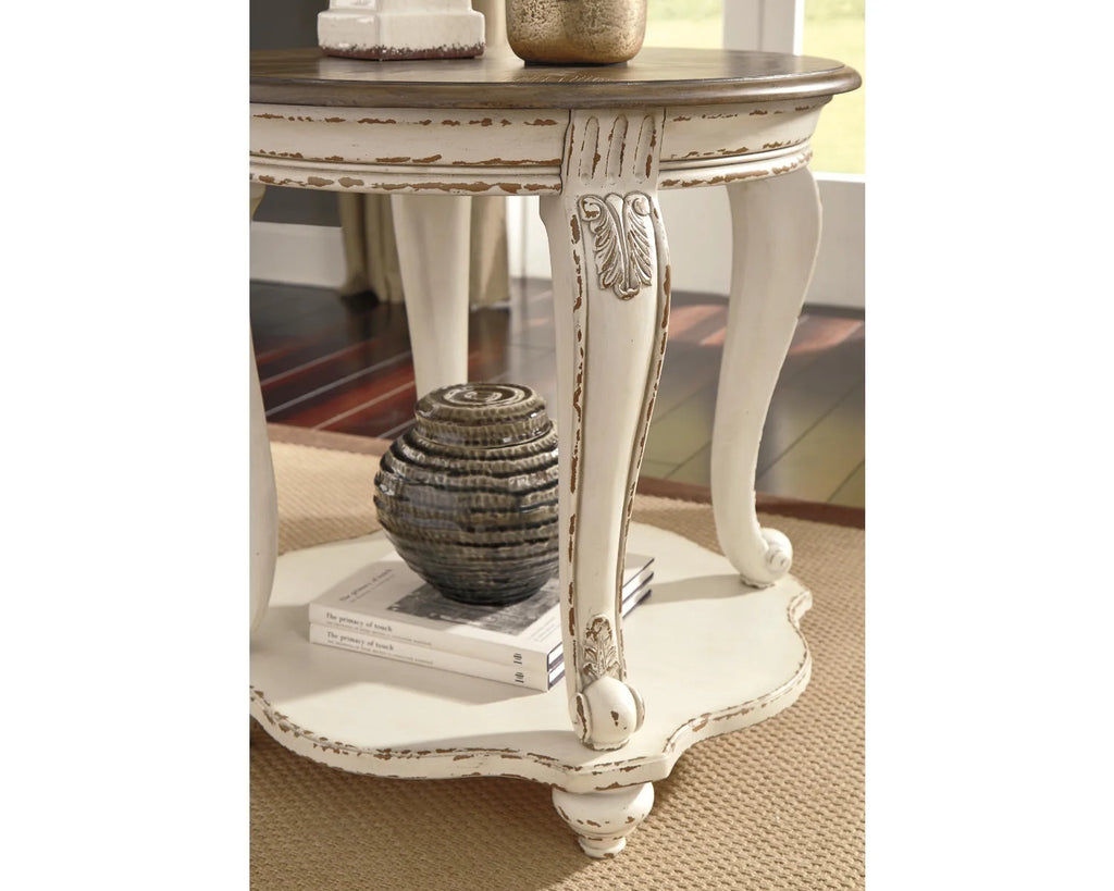 White/Brown End Table S1038