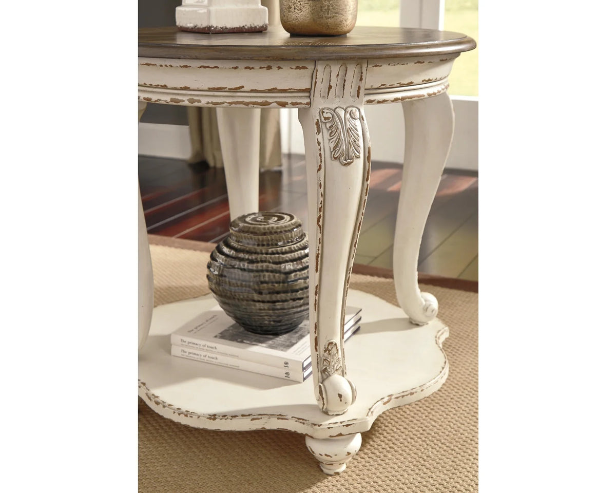 White/Brown End Table S1038