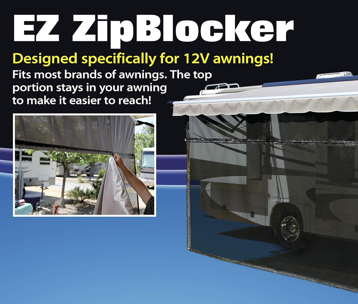 Black 15' x 9' Drop RV Awning J3250