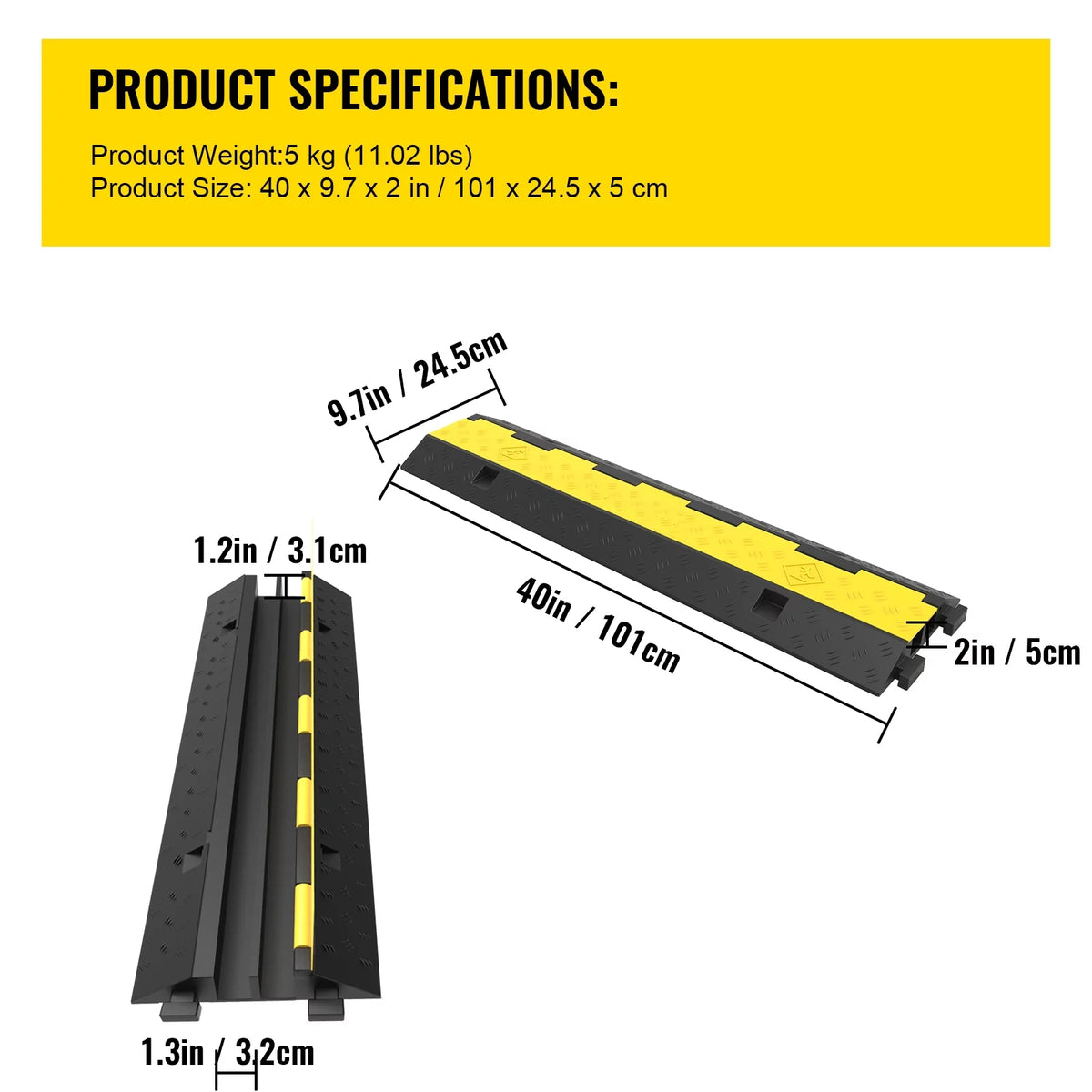 3 Pcs 2-Cable Rubber Electrical Wire Cover Protector Ramp N635