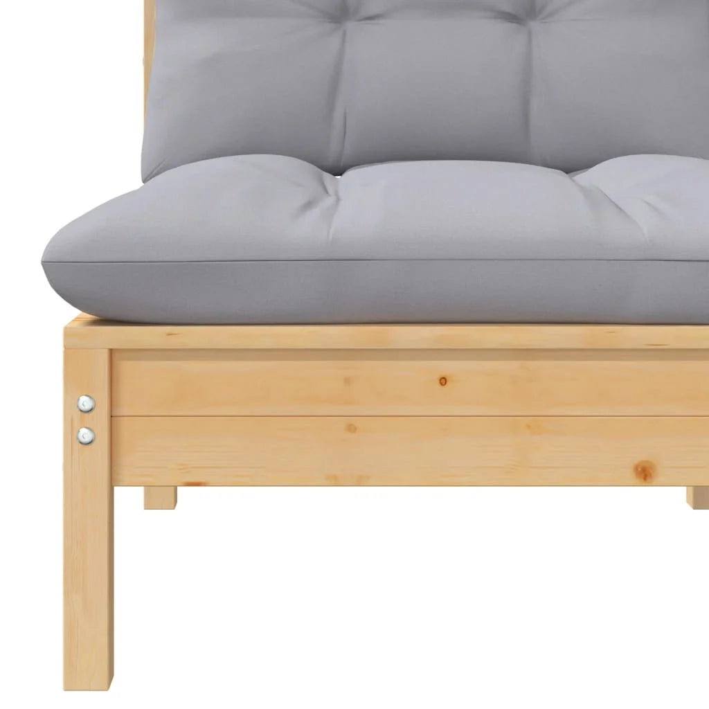 Gray Cushions Solid Pinewood Patio Sofa E255022