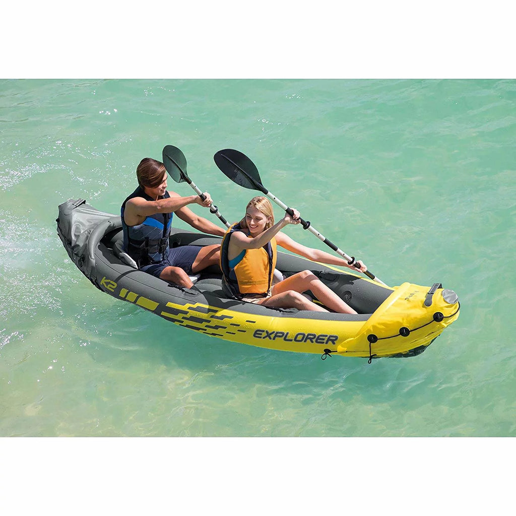 Yellow 2 Person Inflatable Kayak with Oars & Air Pump E597