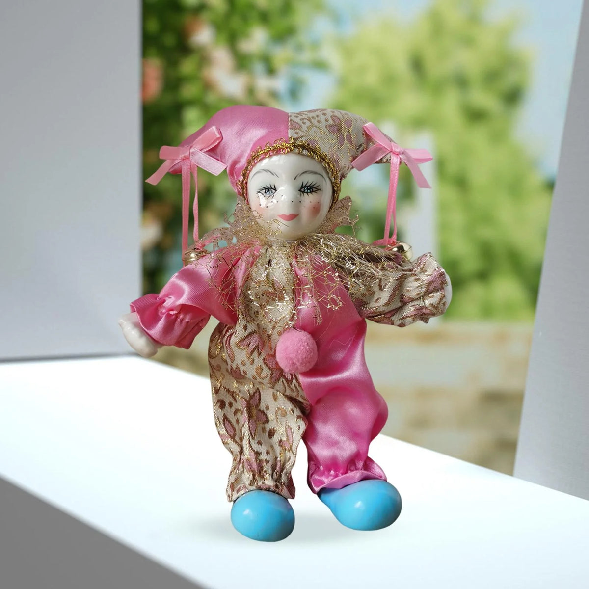 Porcelain Clown Doll with Costume L87663