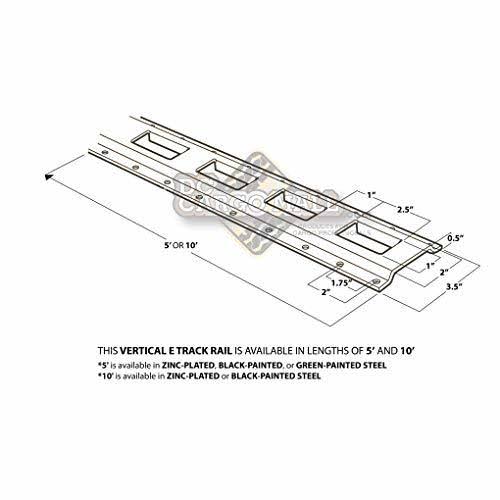 6 Pack 5' E Track Tie-Down Rail Powder-Coated Steel N8327