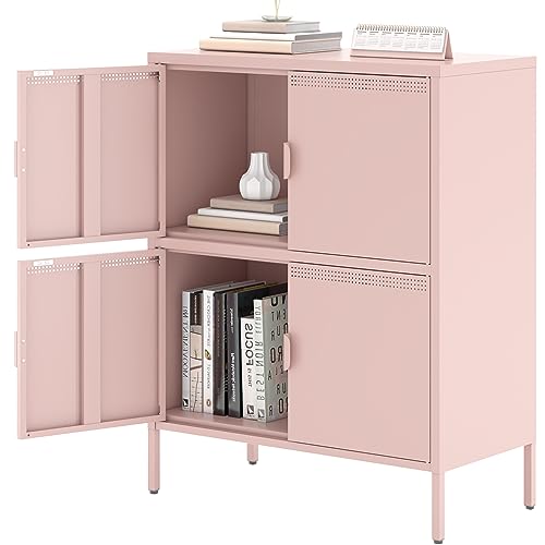 Black 2 Door Metal Storage Cabinet with Adjustable Shelf B2667