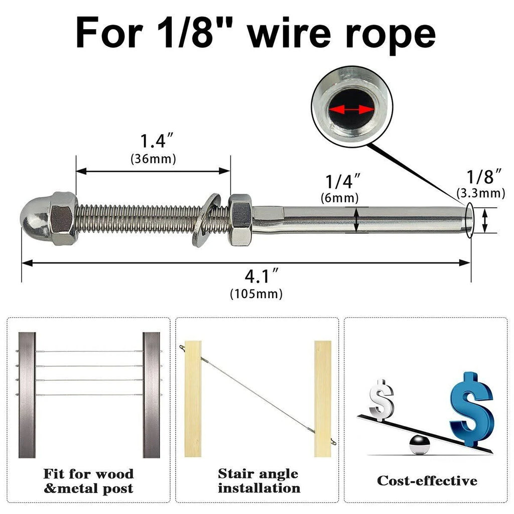 1/8x22 T316 Stainless Steel Cable Railing Kit V890