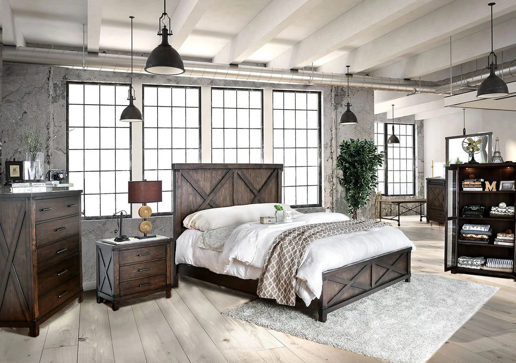 Dark Walnut Eastern King Size Solid Wood Bed M49026