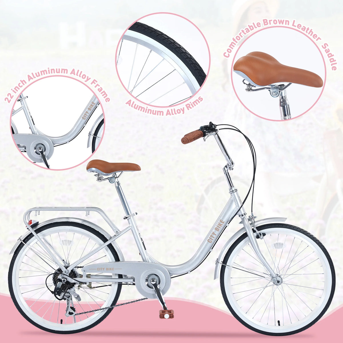 22 Inch Aluminum Alloy 7 Speed City Bike A775801