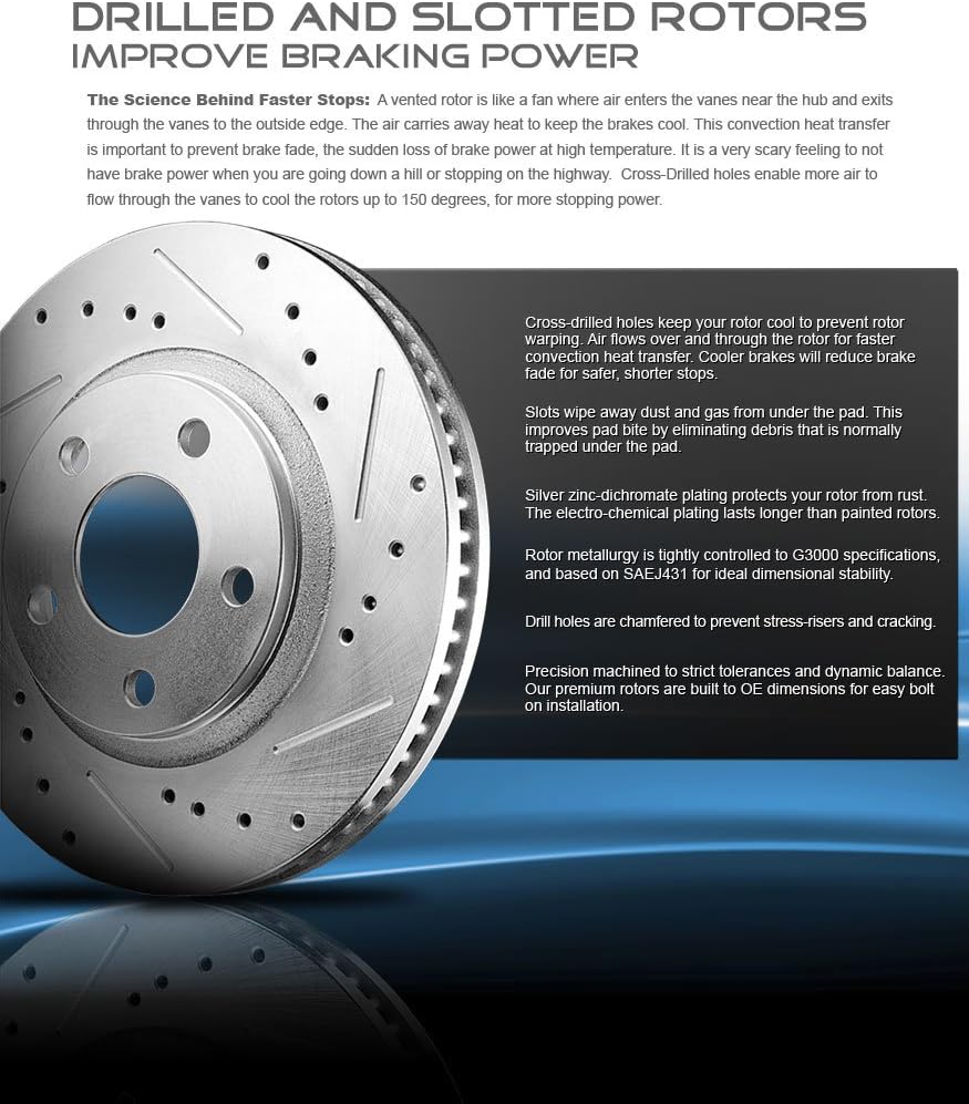Front 329mm + Rear 342mm 6 Lug Rotors + Metallic Pads + Clips A7965