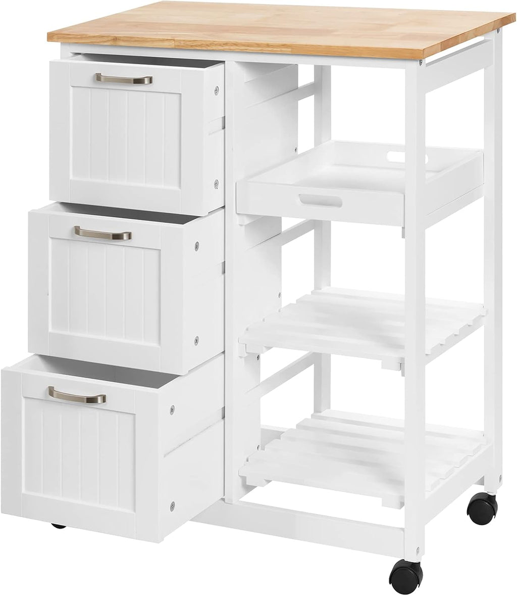 Black Kitchen Island Cart with Storage & Wheels J3525