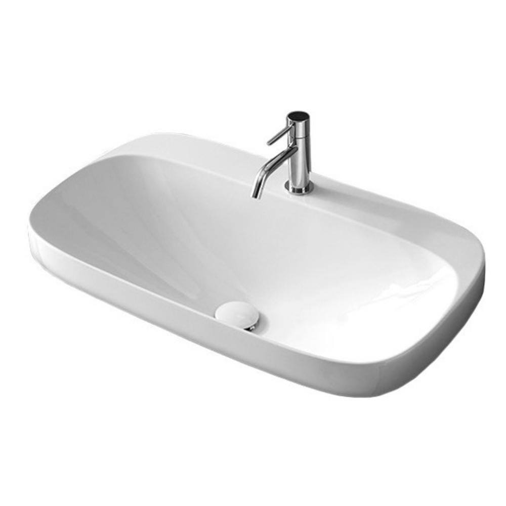 White Ceramic Oval Vessel Bathroom Sink E8101