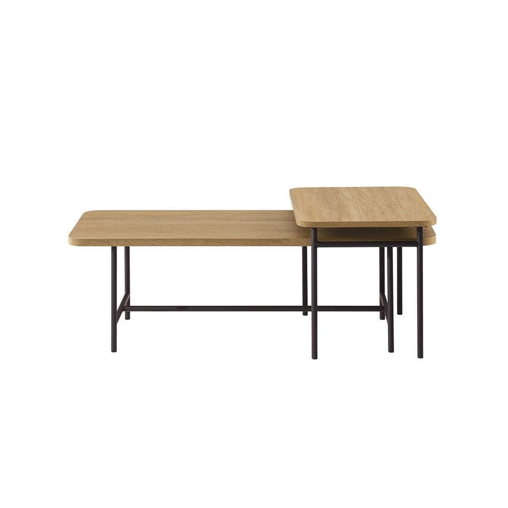 Oak Black 2-Piece Wood Nesting Coffee Table Y12495