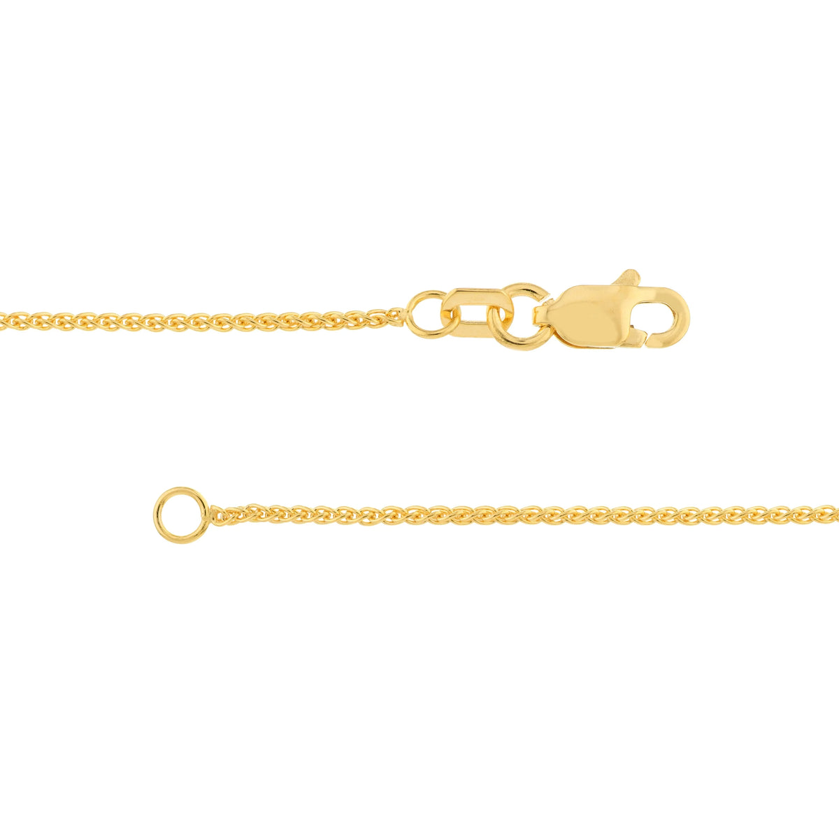 18K Yellow Gold 1.05mm Round Wheat Chain Necklace with Lobster Lock N320526