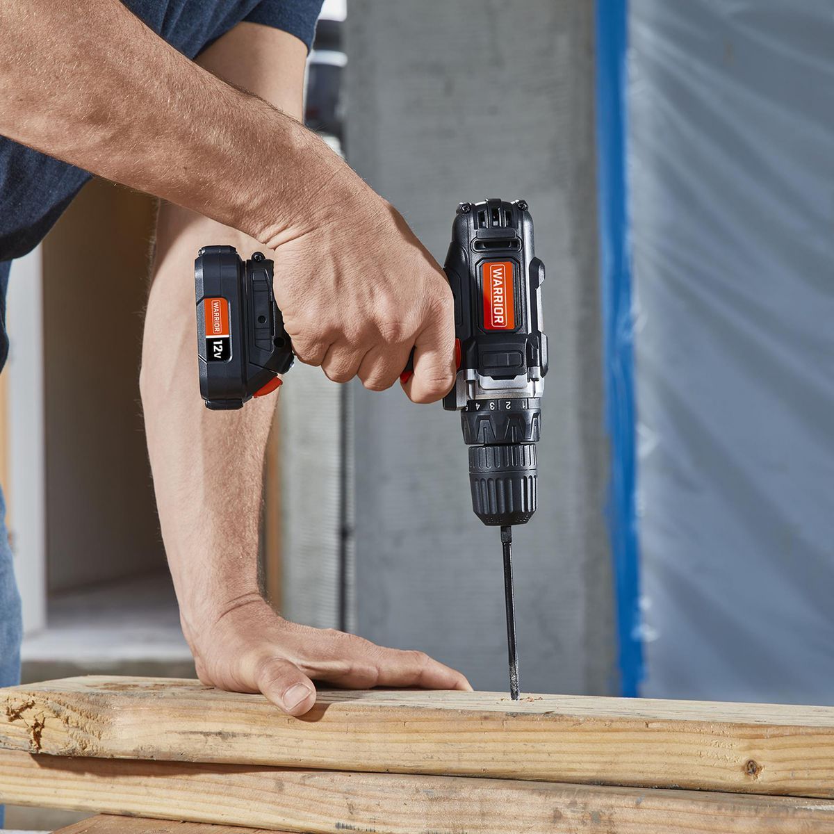 12V Cordless Drill and Flashlight 2-Tool Combo Kit with Battery and Charger X409