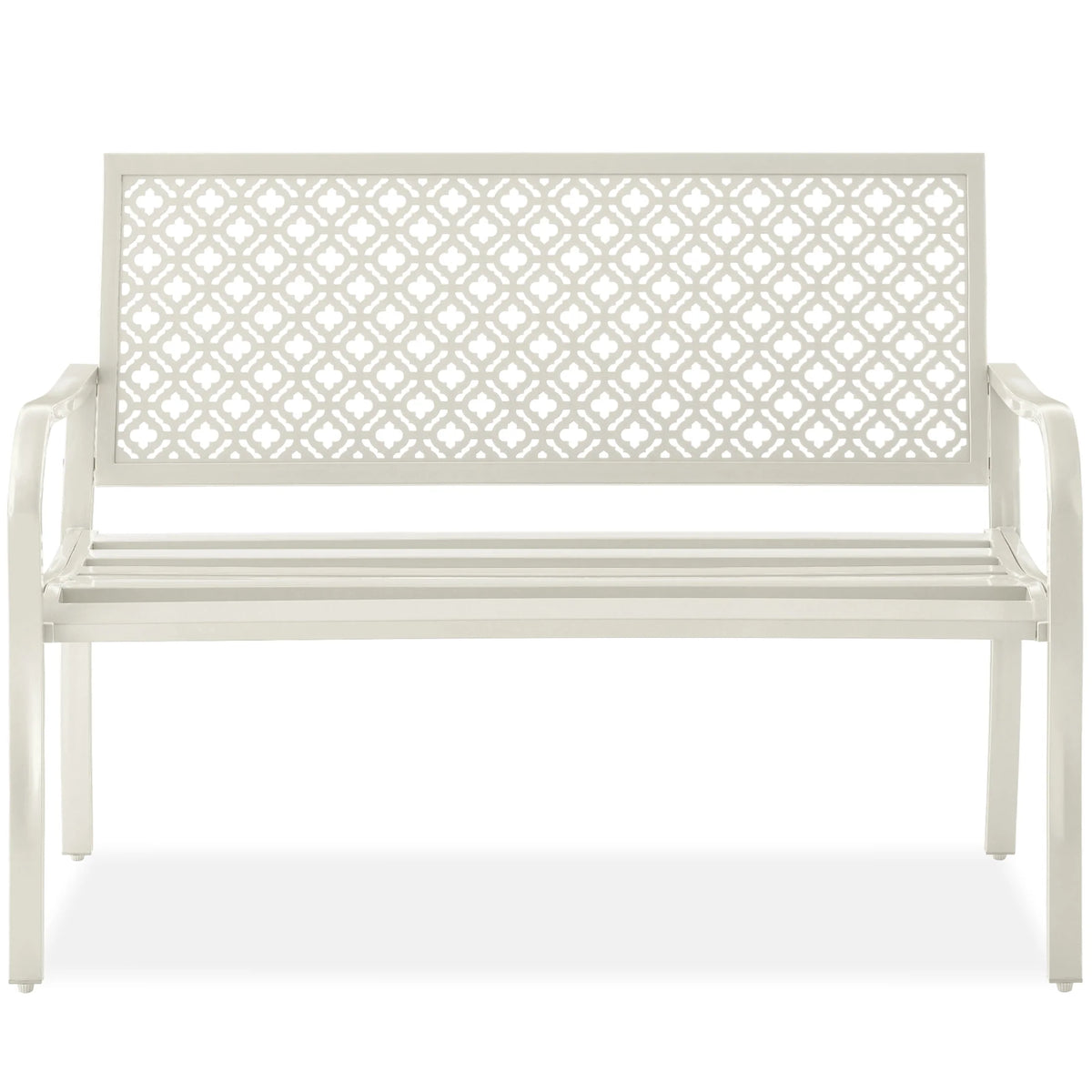 Indoor Outdoor Steel Garden Bench with Geometric Backrest X918