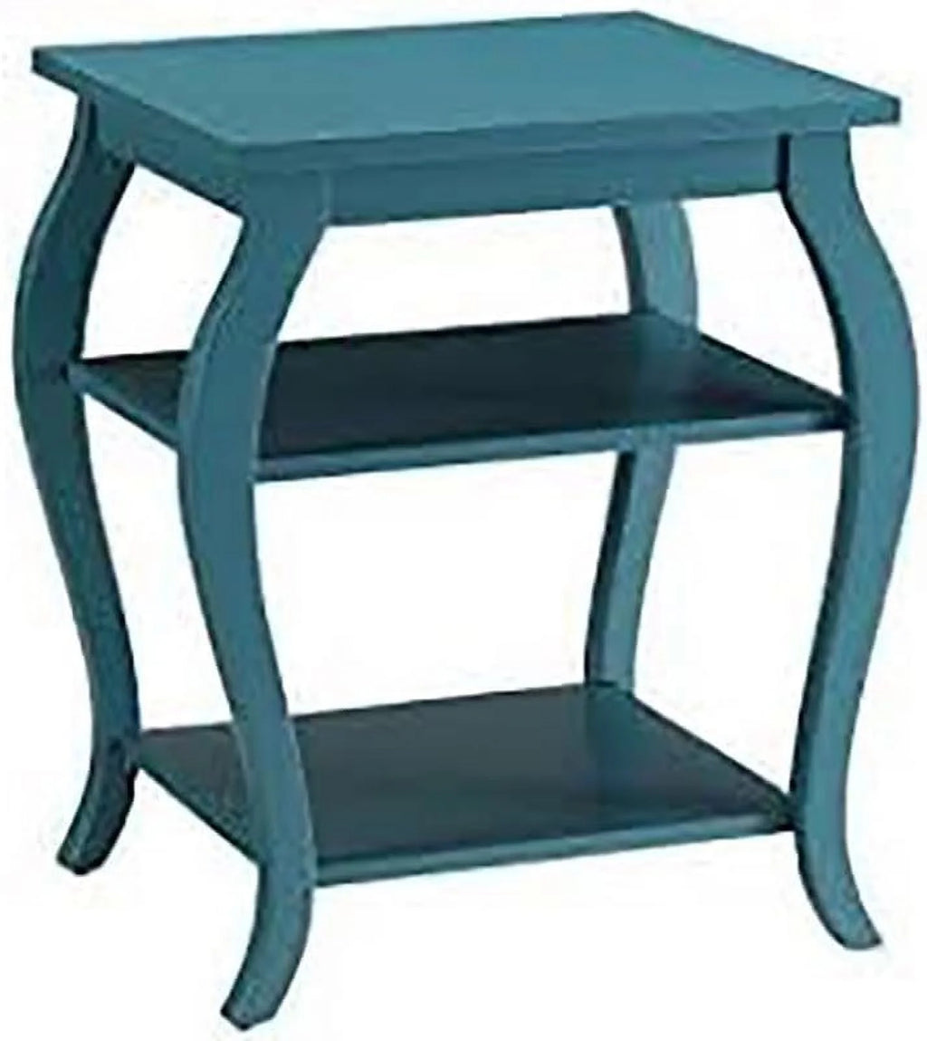 Square Wood End Table with Cabriole Legs in Teal Green M50327