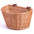 Wicker Front Bike Storage Basket with Faux Leather Straps S9520