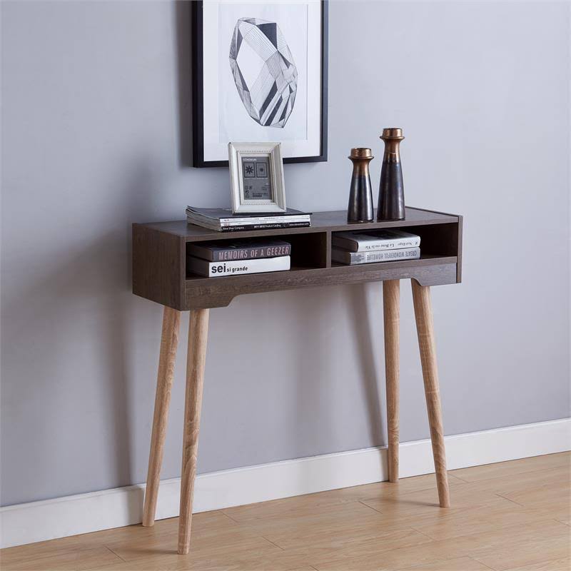 Modern Wood Console Table in Weathered Walnut C38624