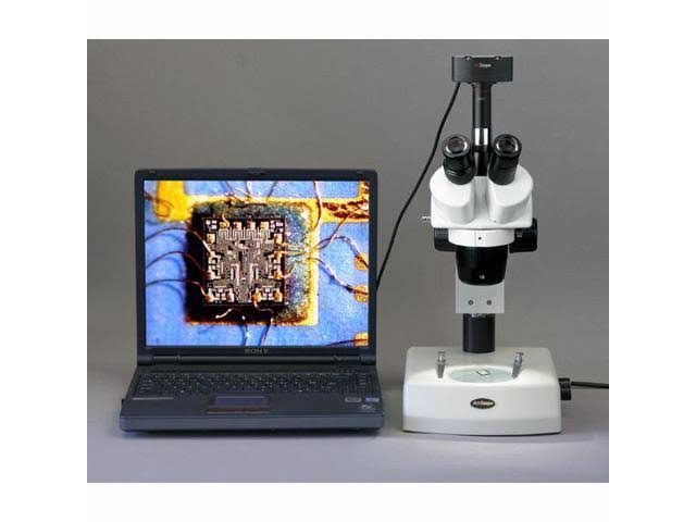Trinocular Stereo Microscope, WH10x Eyepieces, 20x/40x/80x Magnification, 2x/4x Objective, Upper and Lower Halo L7747