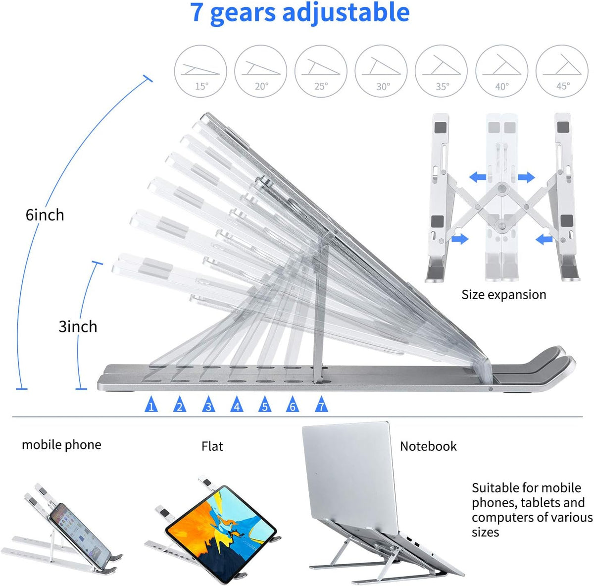 Adjustable Aluminum Laptop Stand 2pcs L3071
