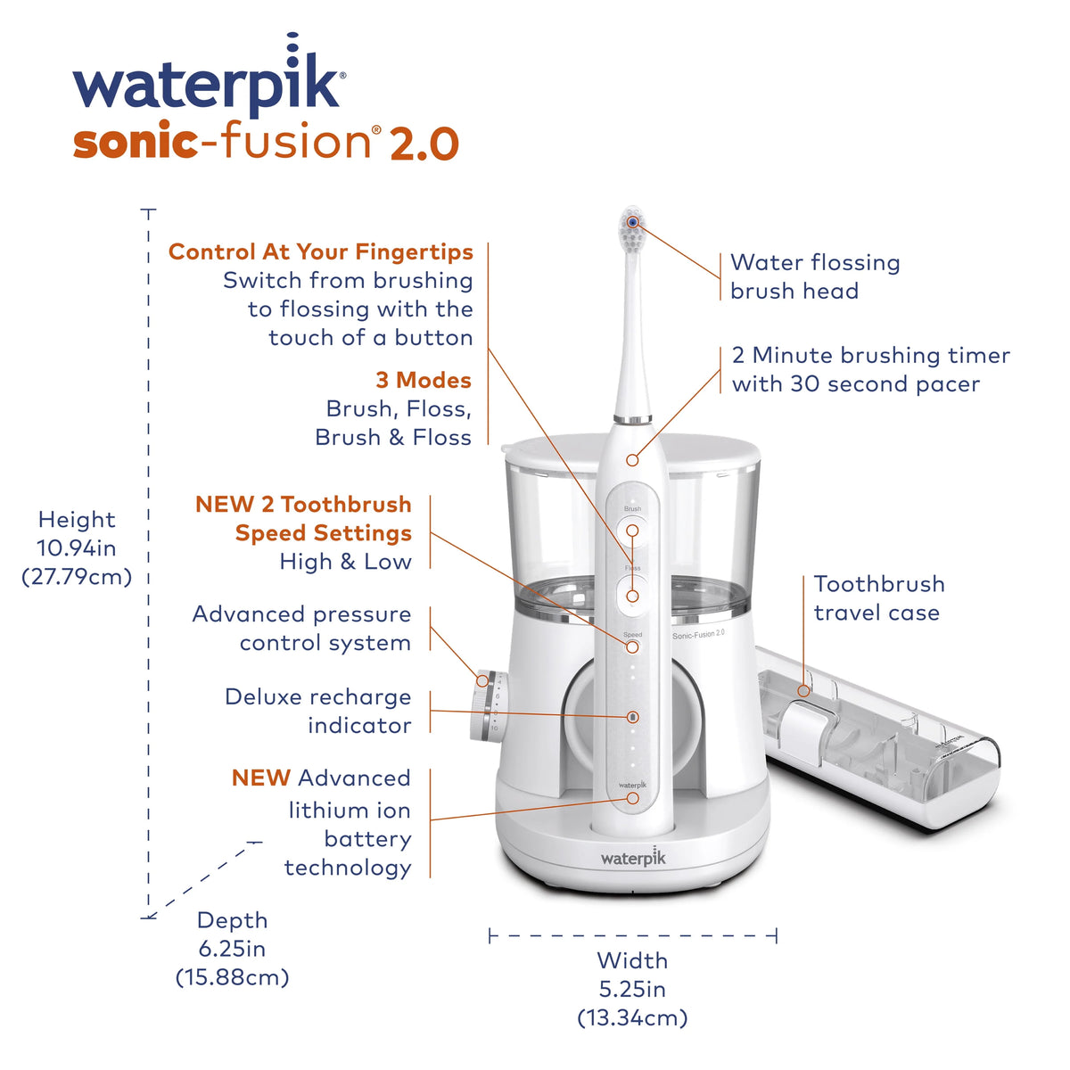 White Electric Toothbrush & Water Flosser Combo F769