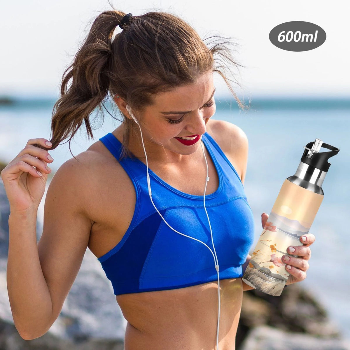 Stainless Steel Insulated Thermos Vacuum Flask Water Bottle with Straw Lid W254