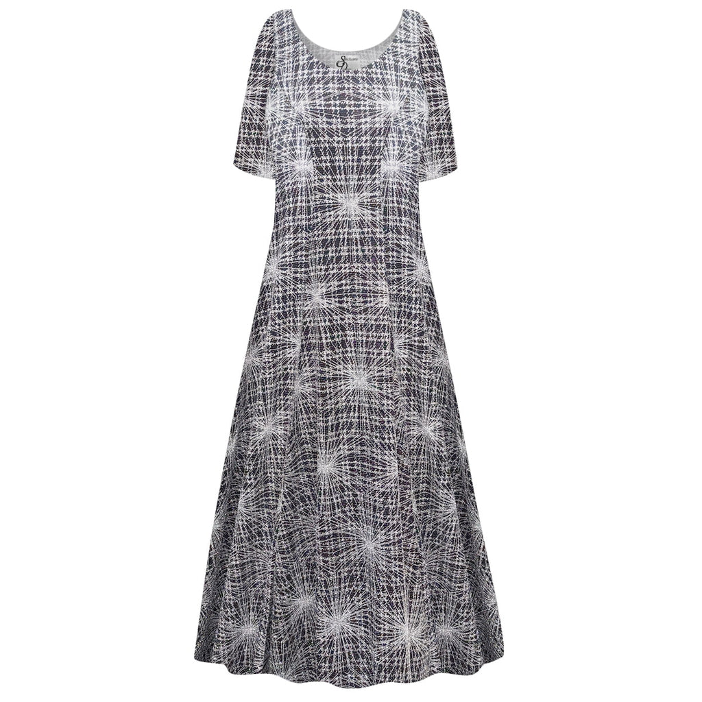 Silver Polaris Designer Print Short Sleeve Princess Cut Dress T631258