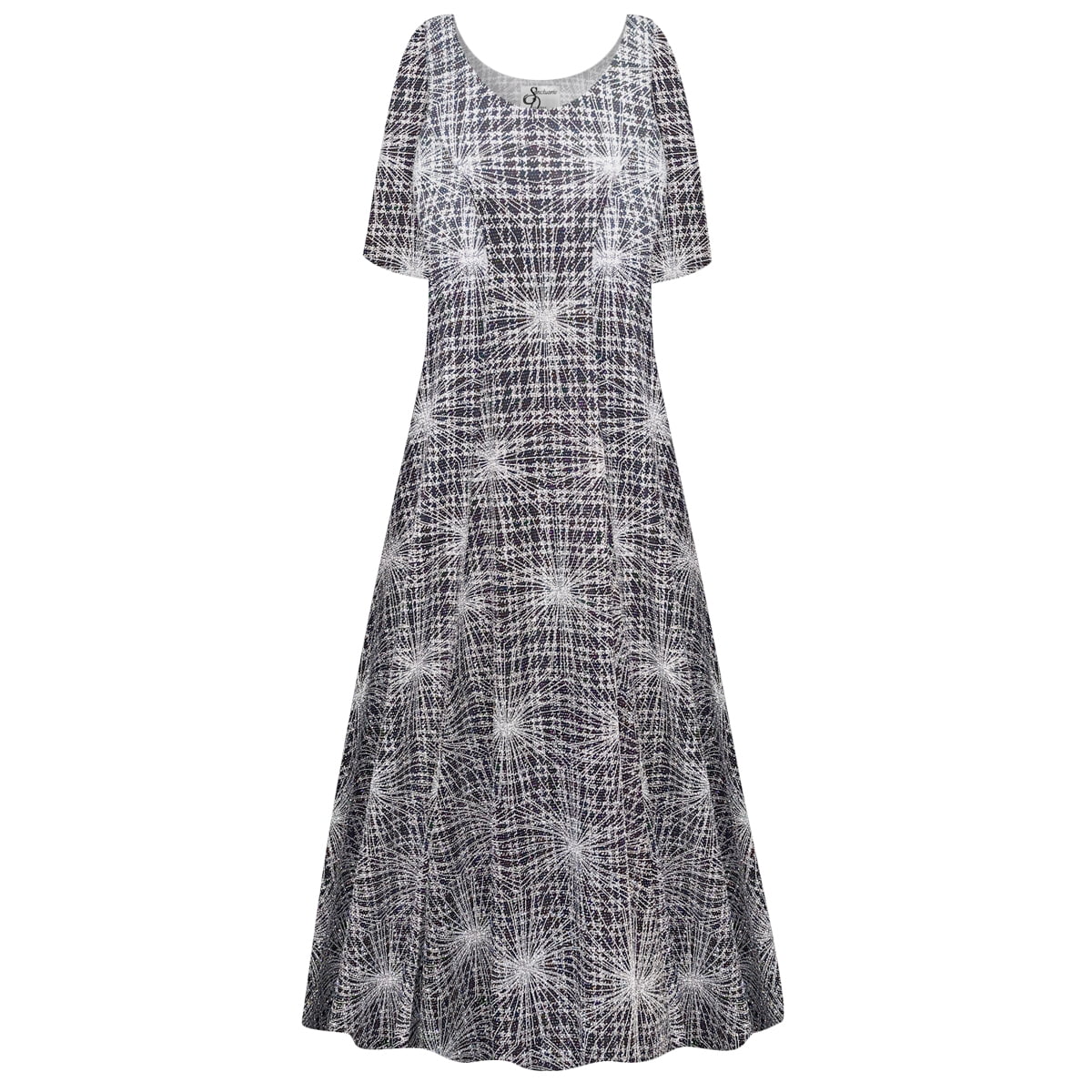 Silver Polaris Designer Print Short Sleeve Princess Cut Dress T631258