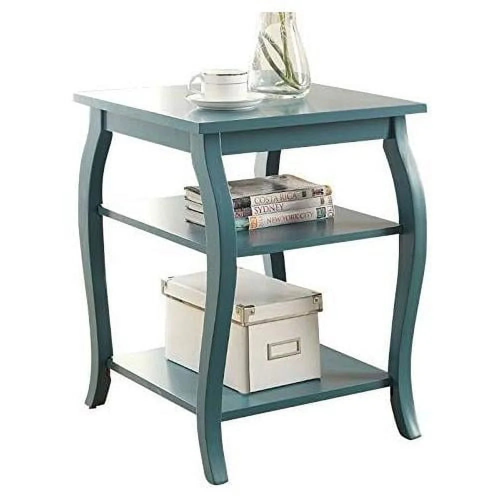 Square Wood End Table with Cabriole Legs in Teal Green M50327