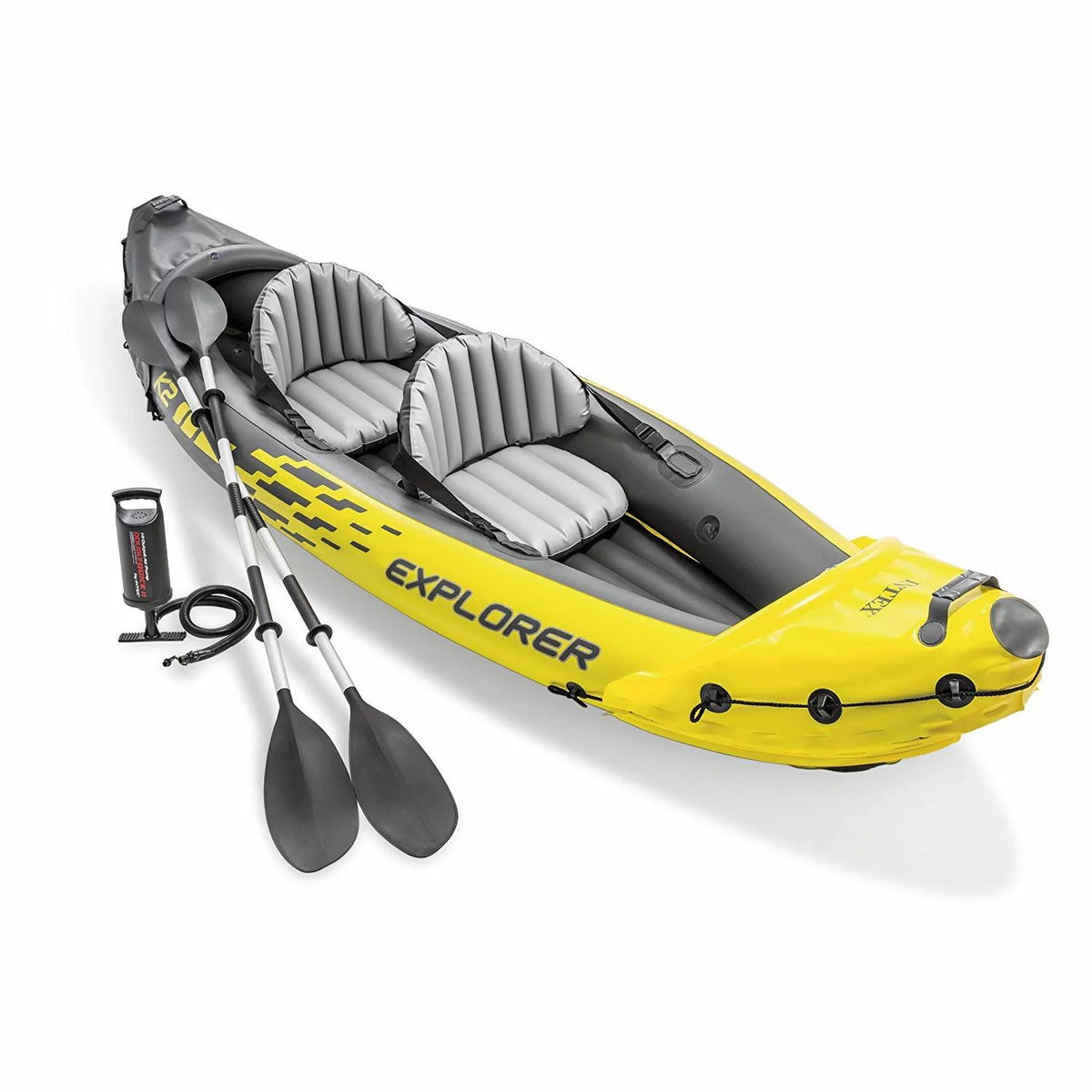Yellow 2 Person Inflatable Kayak with Oars & Air Pump E597