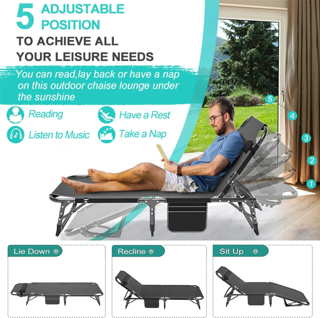 5-Position Adjustable Folding Lounge Chair S857444
