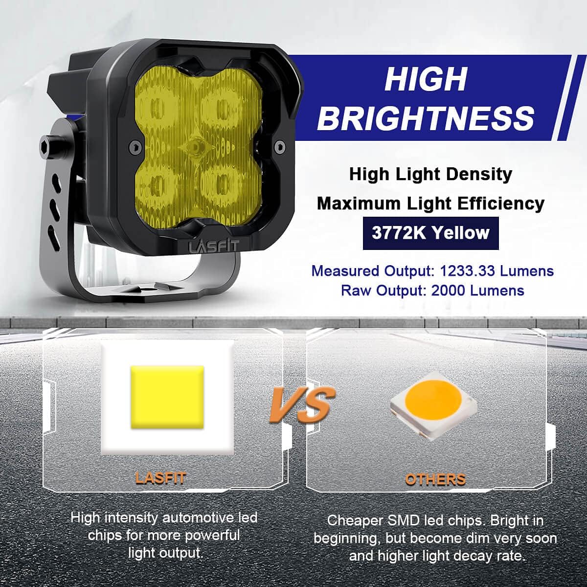 Yellow 3 inch 2pcs 18W 3700K LED Pod Lights Z2915