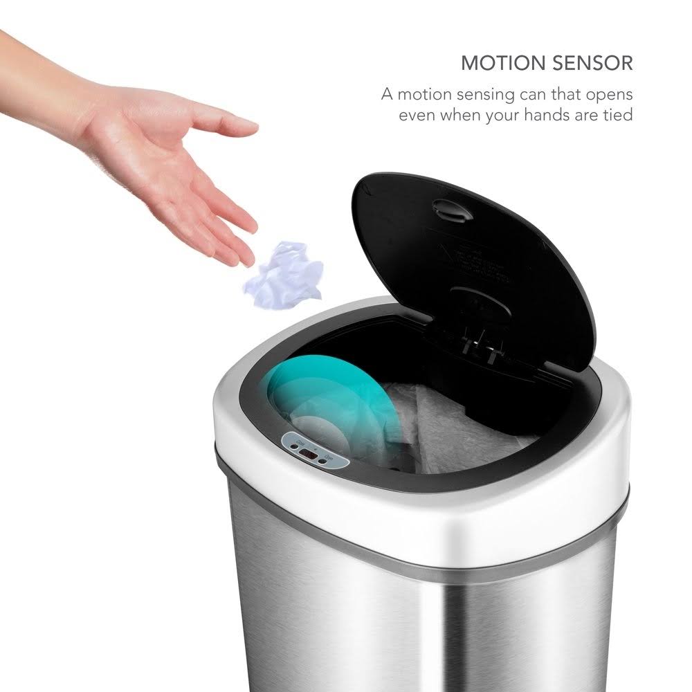 Motion Sensor Touchless 13.2 Gal / 2.1 Gal Stainless Steel Trash Can E200