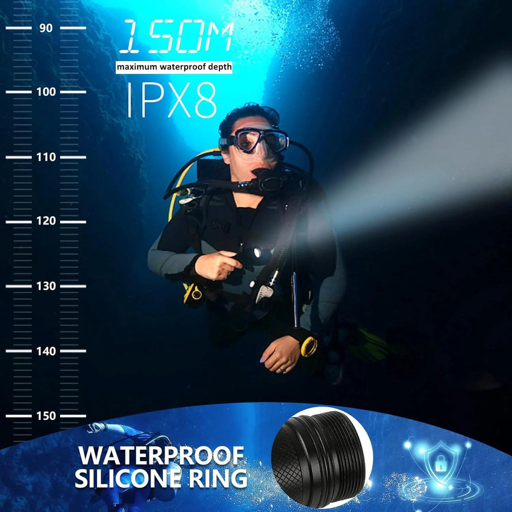 Rechargeable Underwater Dive Flashlight with Battery and Charger T1538