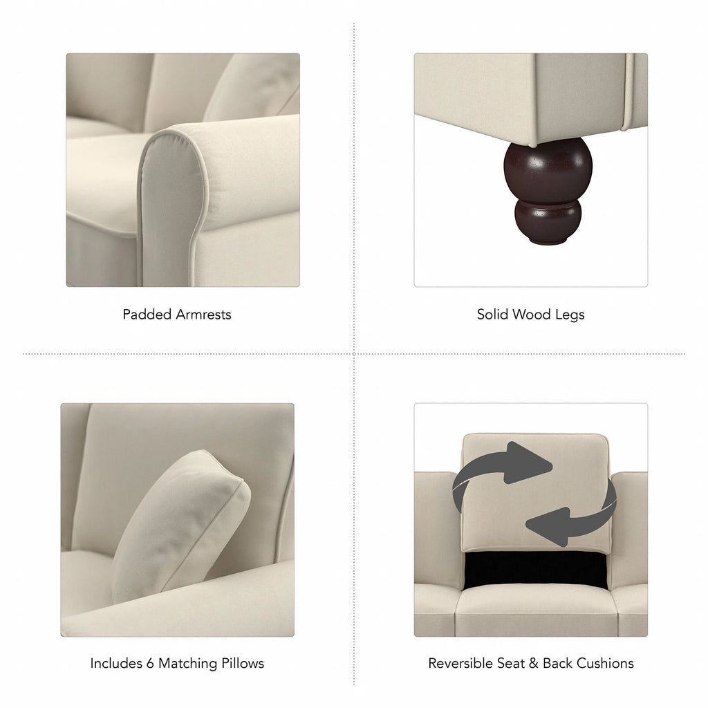 Cream Herringbone U Shaped Sectional Couch R9868