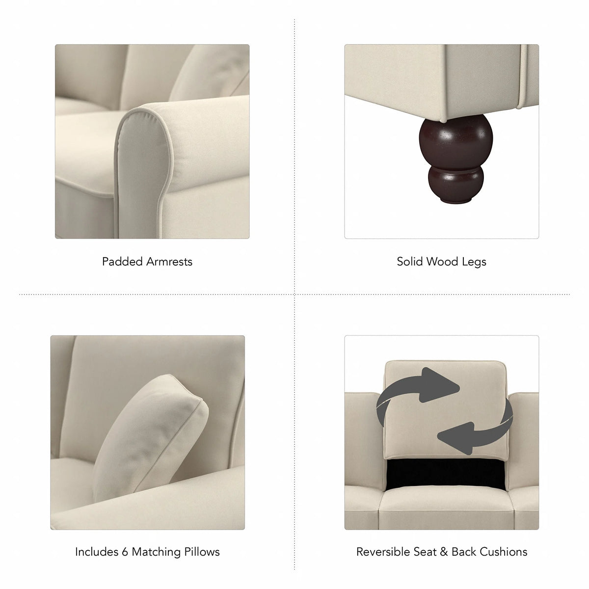 Cream Herringbone U Shaped Sectional Couch R9868